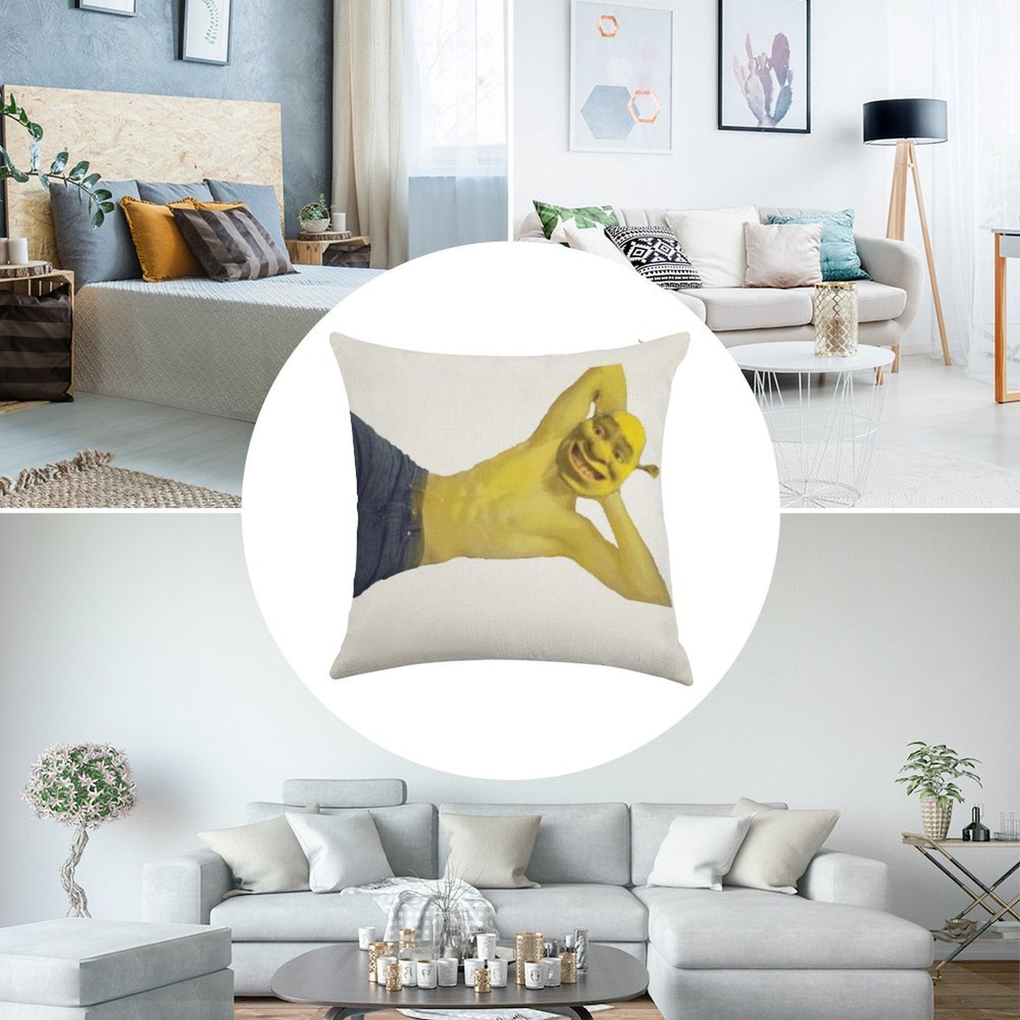 SEXXXYYY SHREK! Linen Throw Pillow Cover