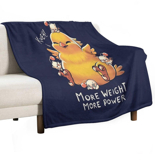 Funny Fat Chocobo - Big Power - Final Fantasy Summon Creature Throw Blanket