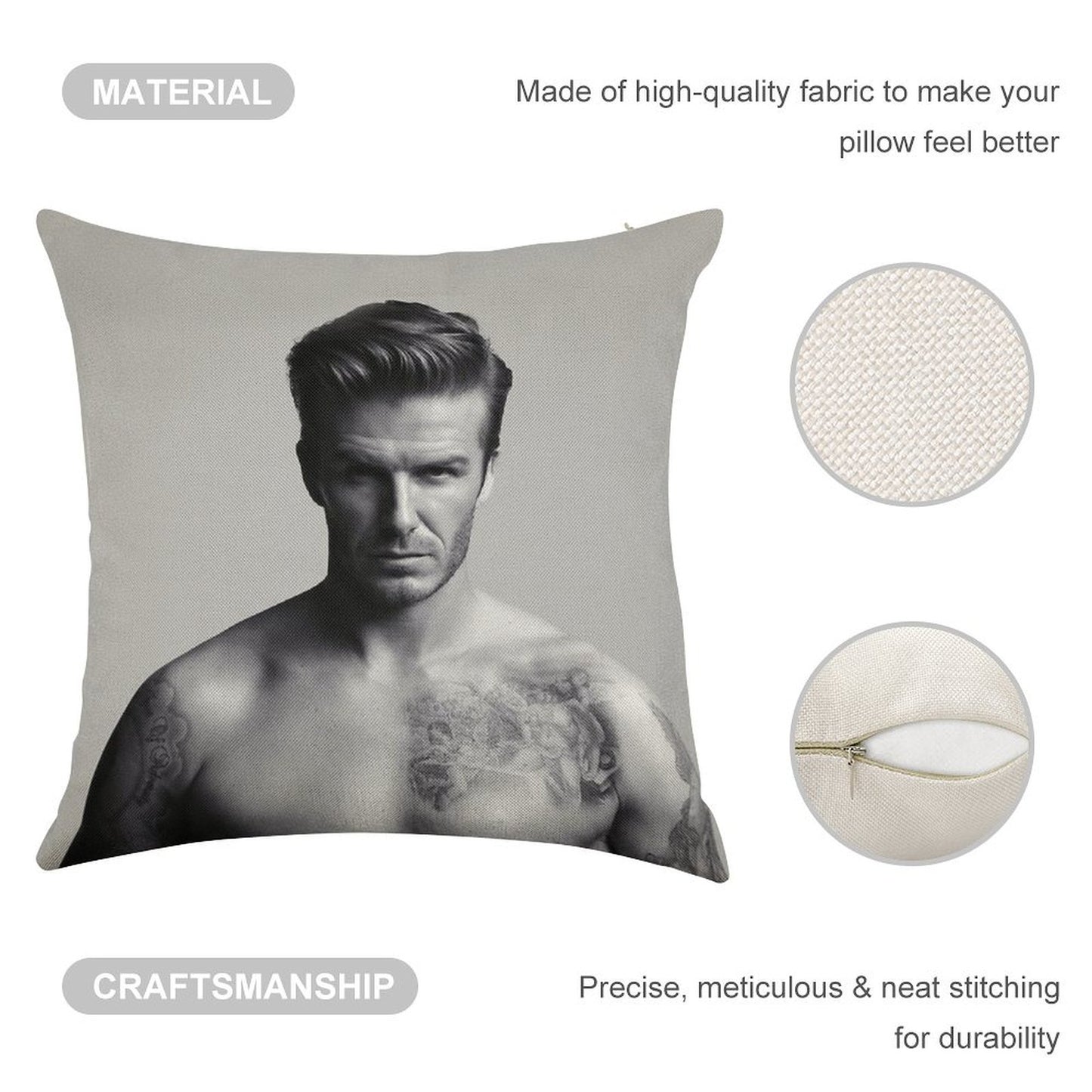 David Beckham Linen Throw Pillow Cover