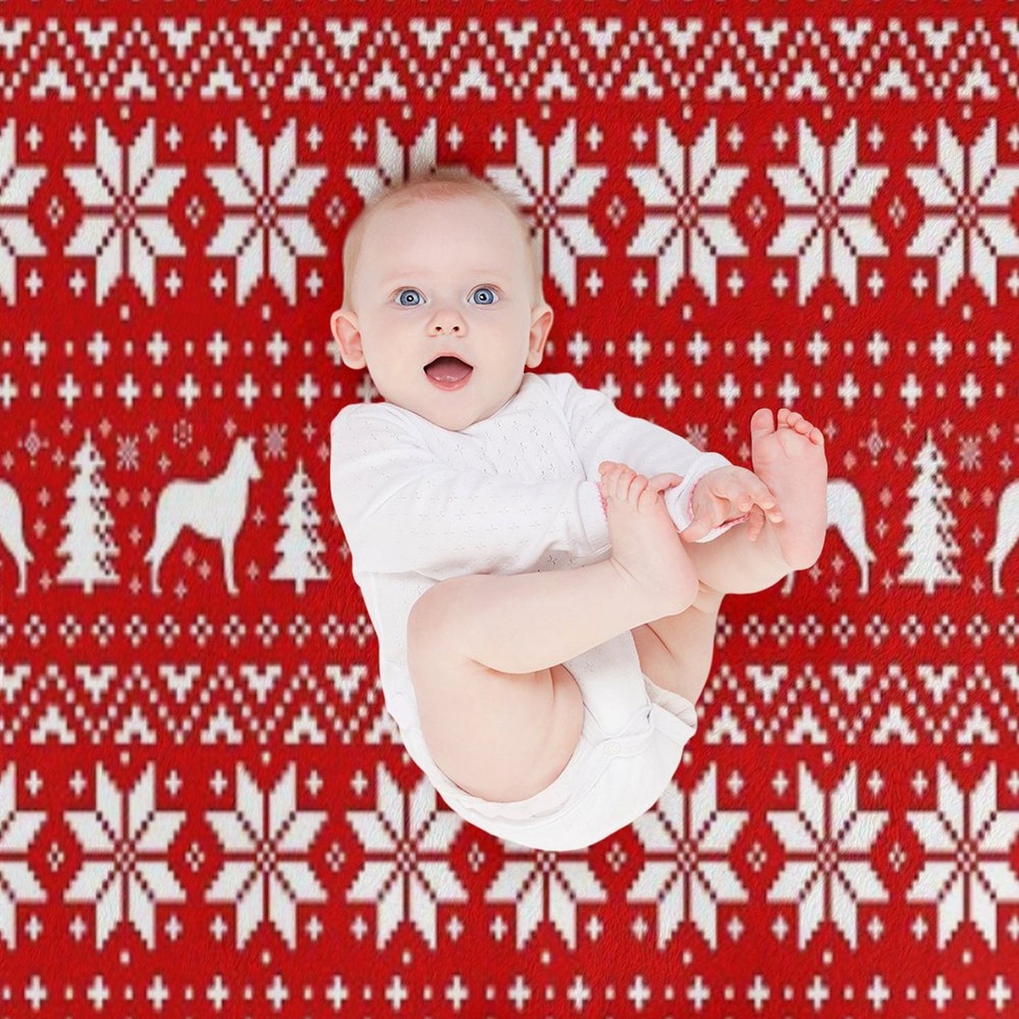 Smooth Collie Silhouettes Red And White Christmas Holiday Pattern Throw Blanket