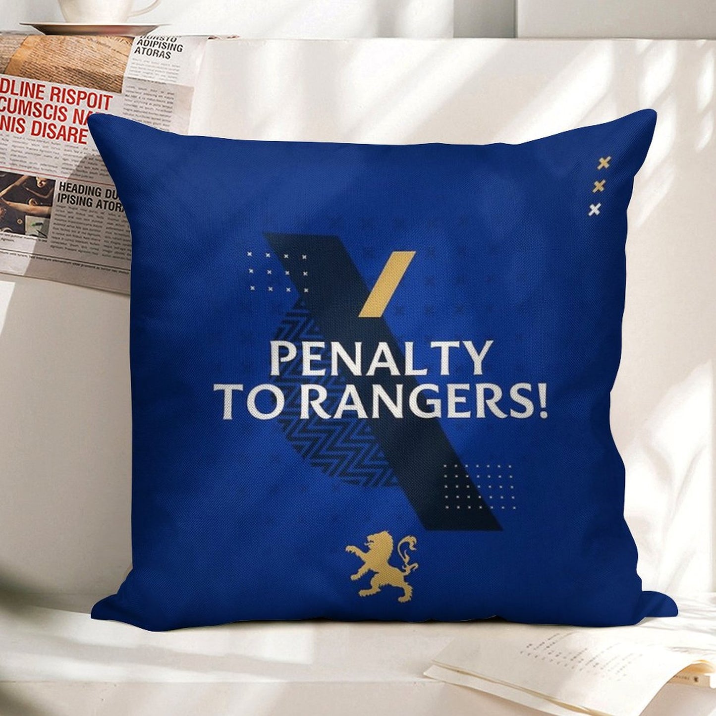 Penalty to Rangers Linen Throw Pillow Cover