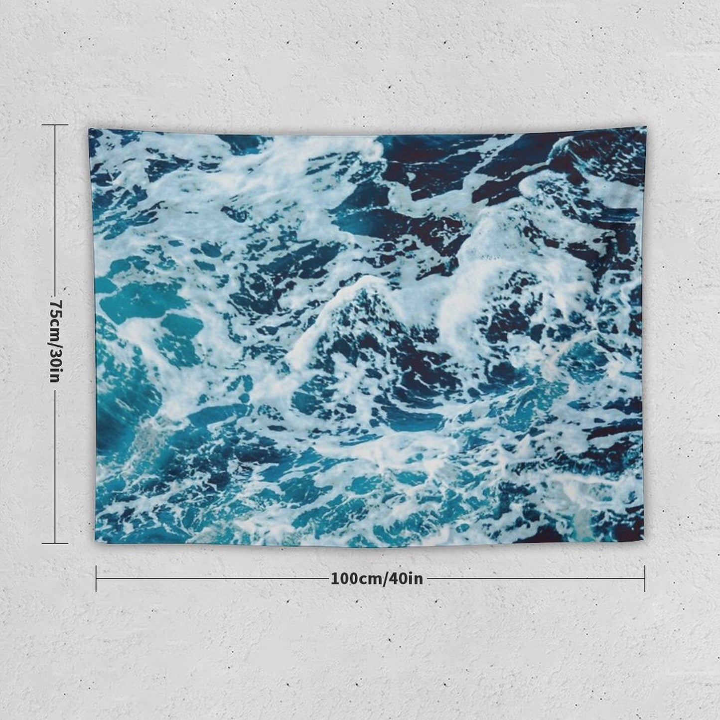 Turquoise Blue Ocean Waves Tapestry