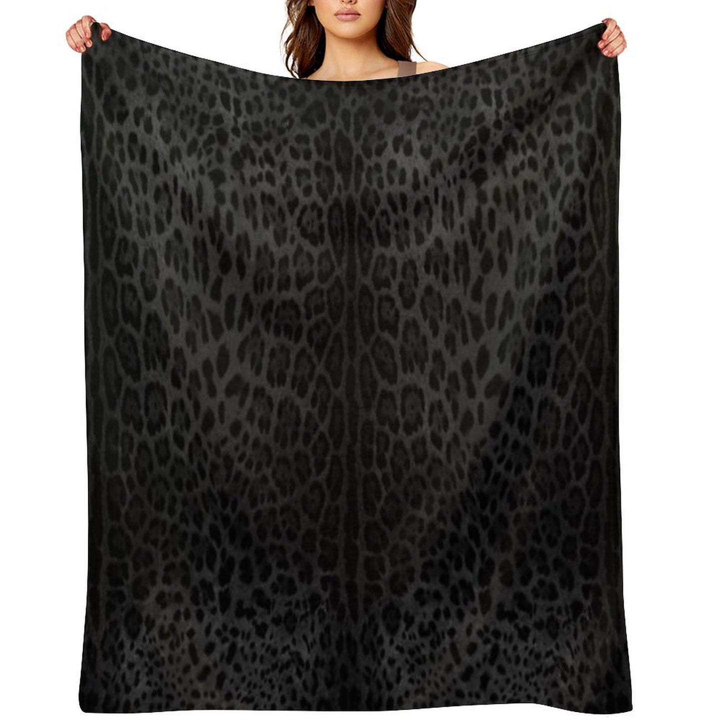 Black Leopard Print Skin Throw Blanket