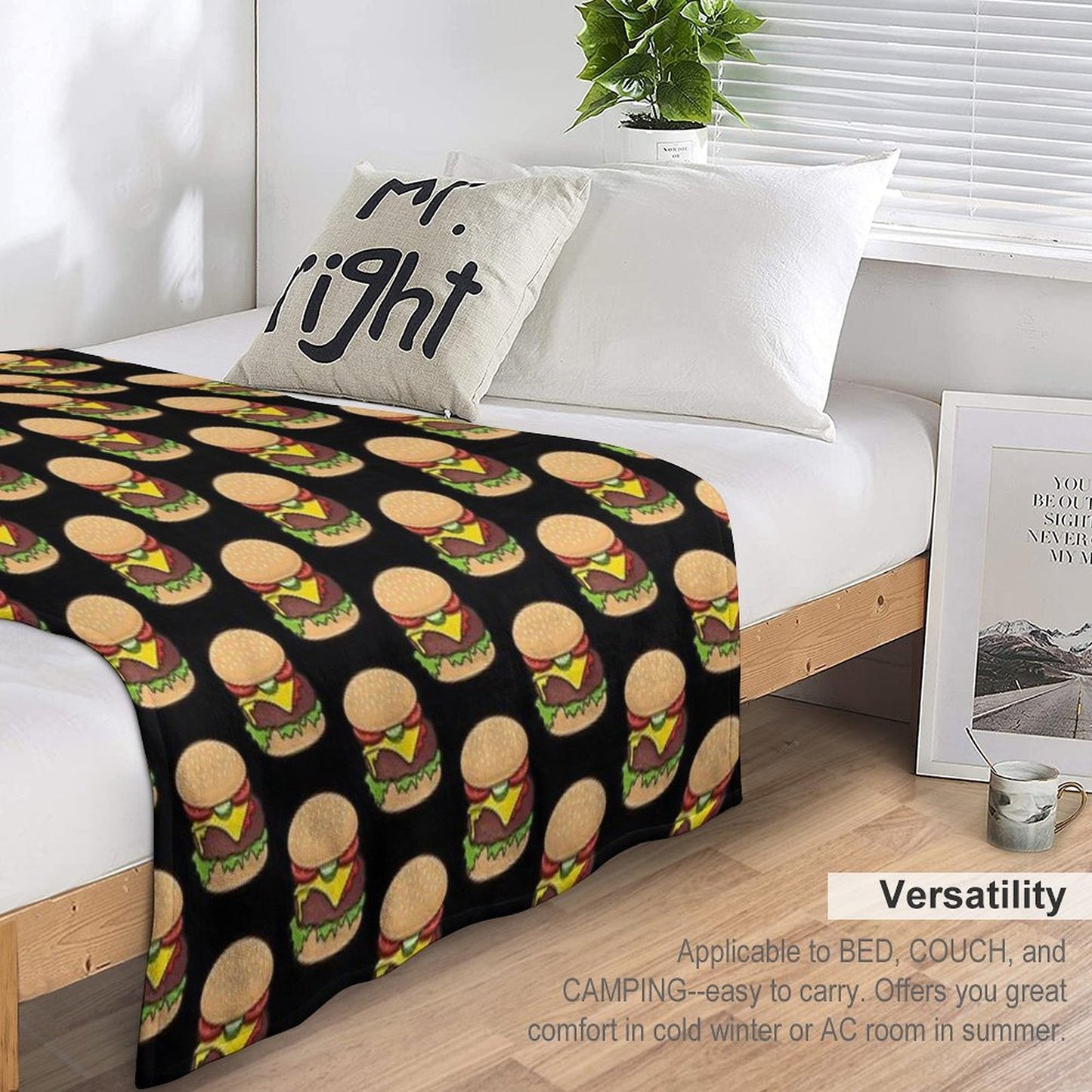 Cheeseburger Pattern Throw Blanket