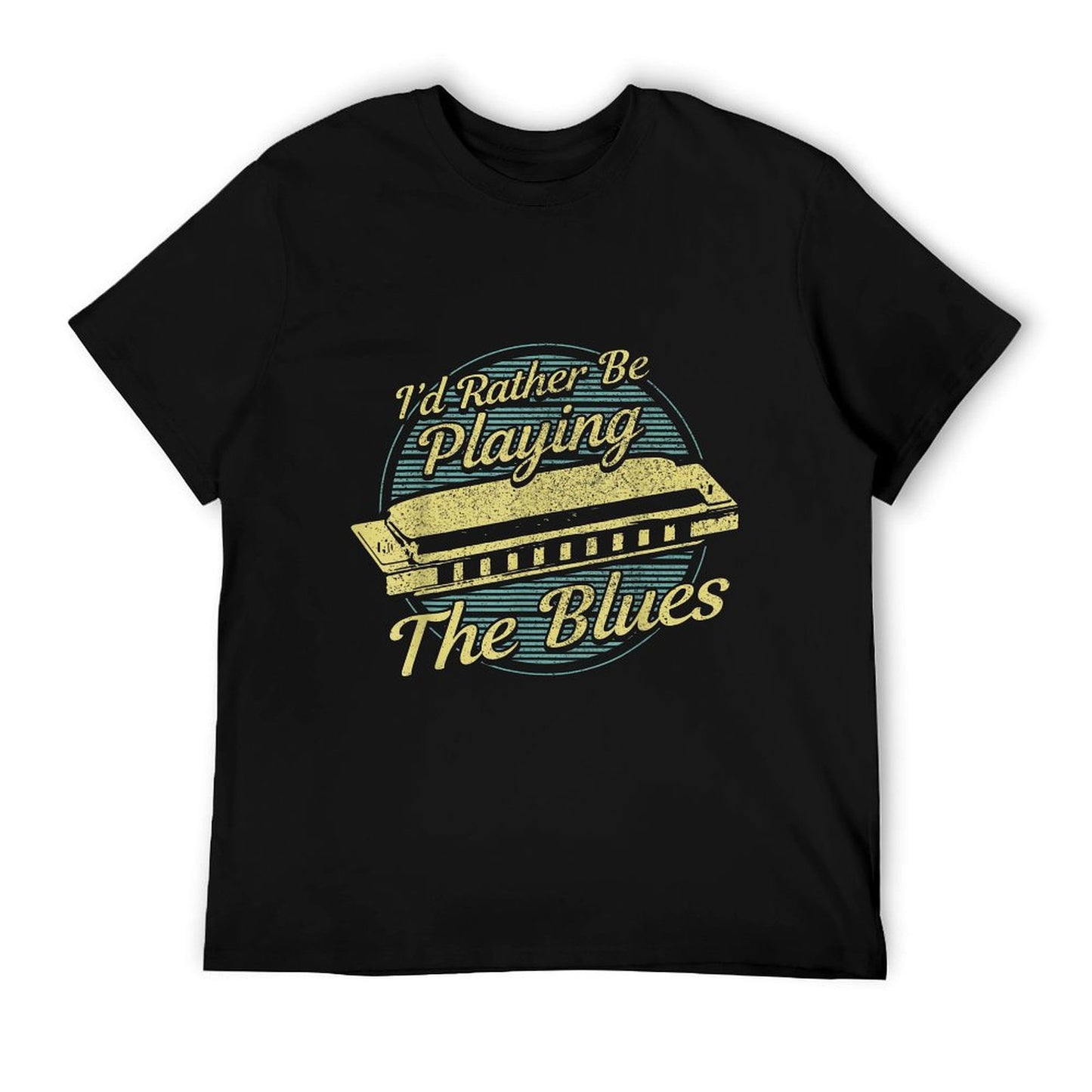 Blue Vintage Style Harmonica T-Shirt