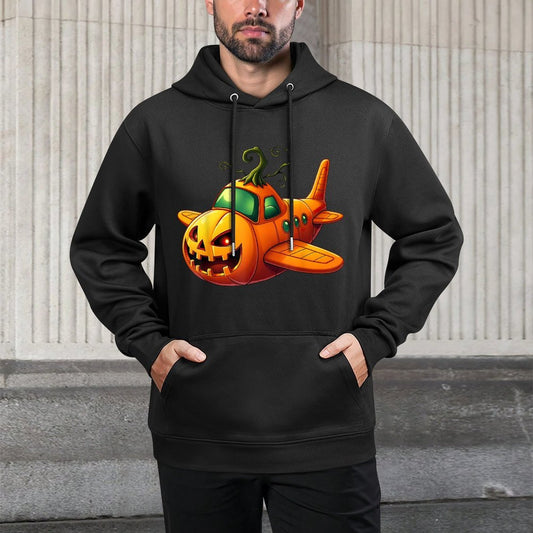 Funny Airplane Pumpkin Pilot Lovers Halloween Mens Boys Kids Customizable Surface Hoodie