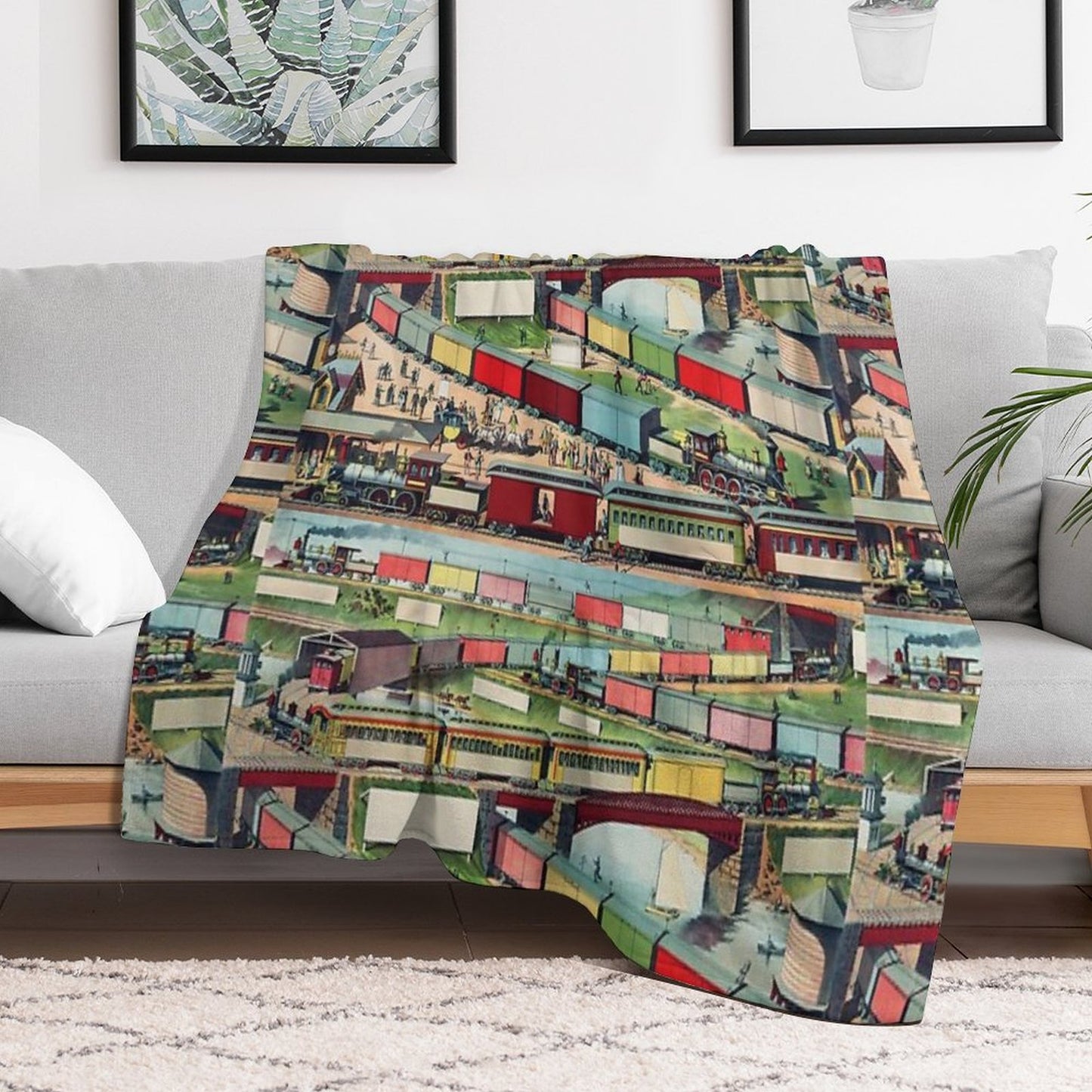 Antique Train Throw Blanket