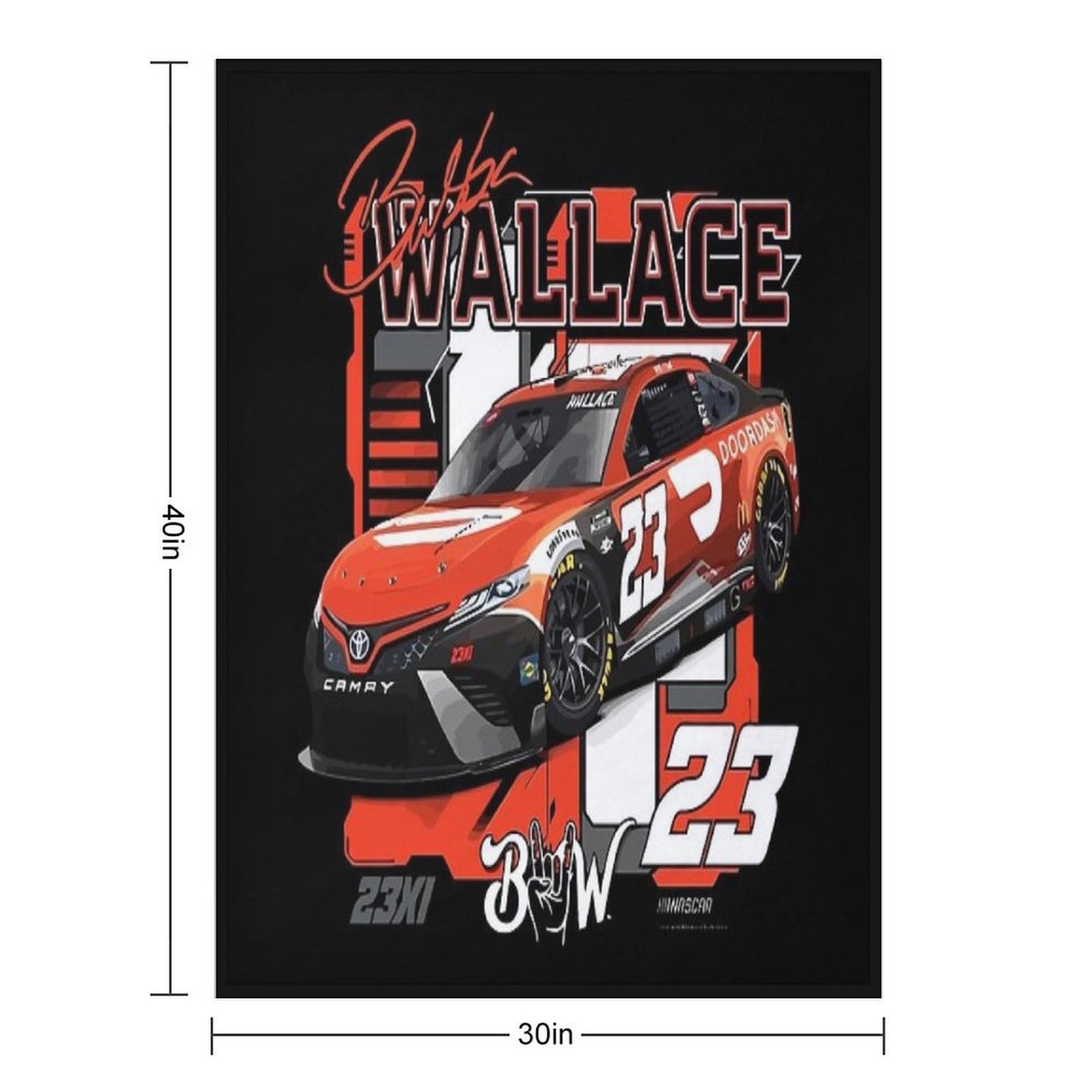 Bubba Wallace 23 Nascar Racing Car Throw Blanket