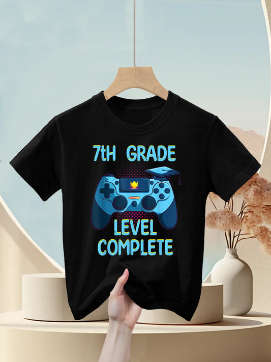 7th Grade Level Complete Last Day Of School Funny Graduation Kids T-Shirt
