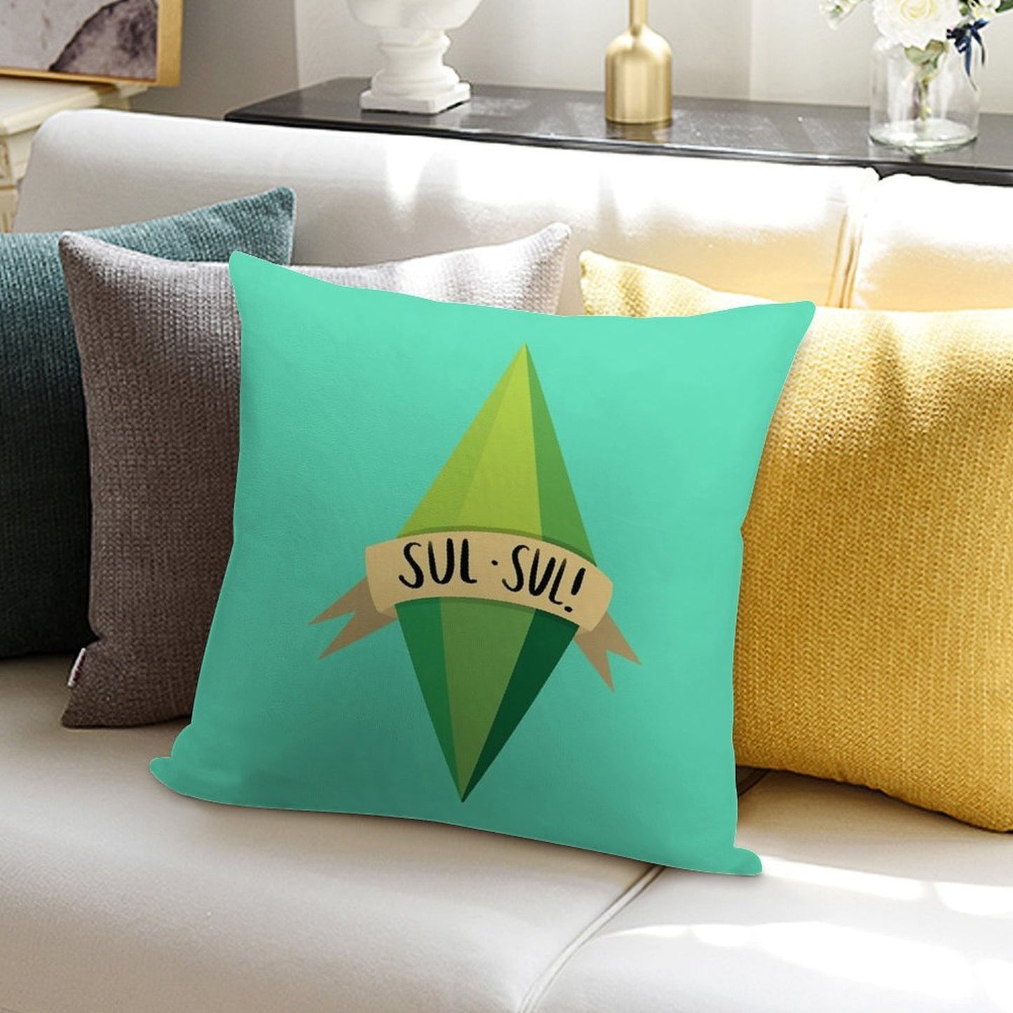 Plumbob Soft Anti-Pilling Throw Pillow