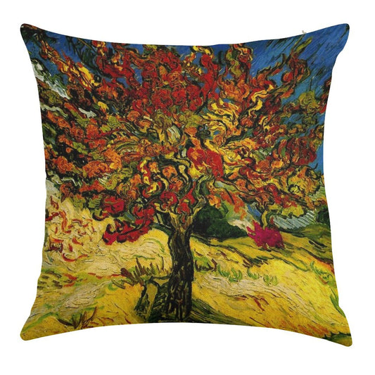Van Gogh Mulberry Tree Print Linen Throw Pillow Cover