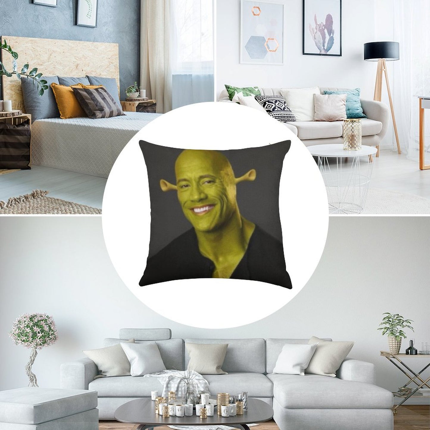 Dwayne 'The Shrok Johnson Linen Throw Pillow Cover