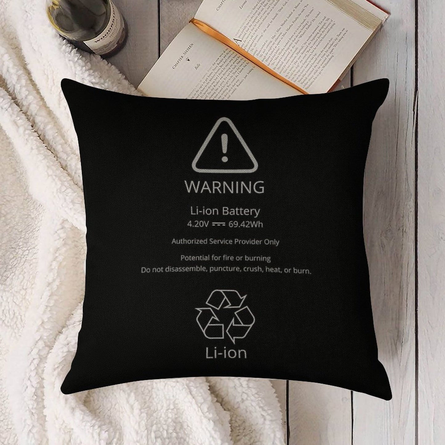 Swollen Battery  Lithium-ion Battery Linen Throw Pillow Cover