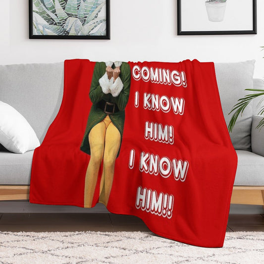 SANTA'S COMING! I KNOW HIM! Elf The Movie Will Ferrell Buddy Christmas Throw Blanket