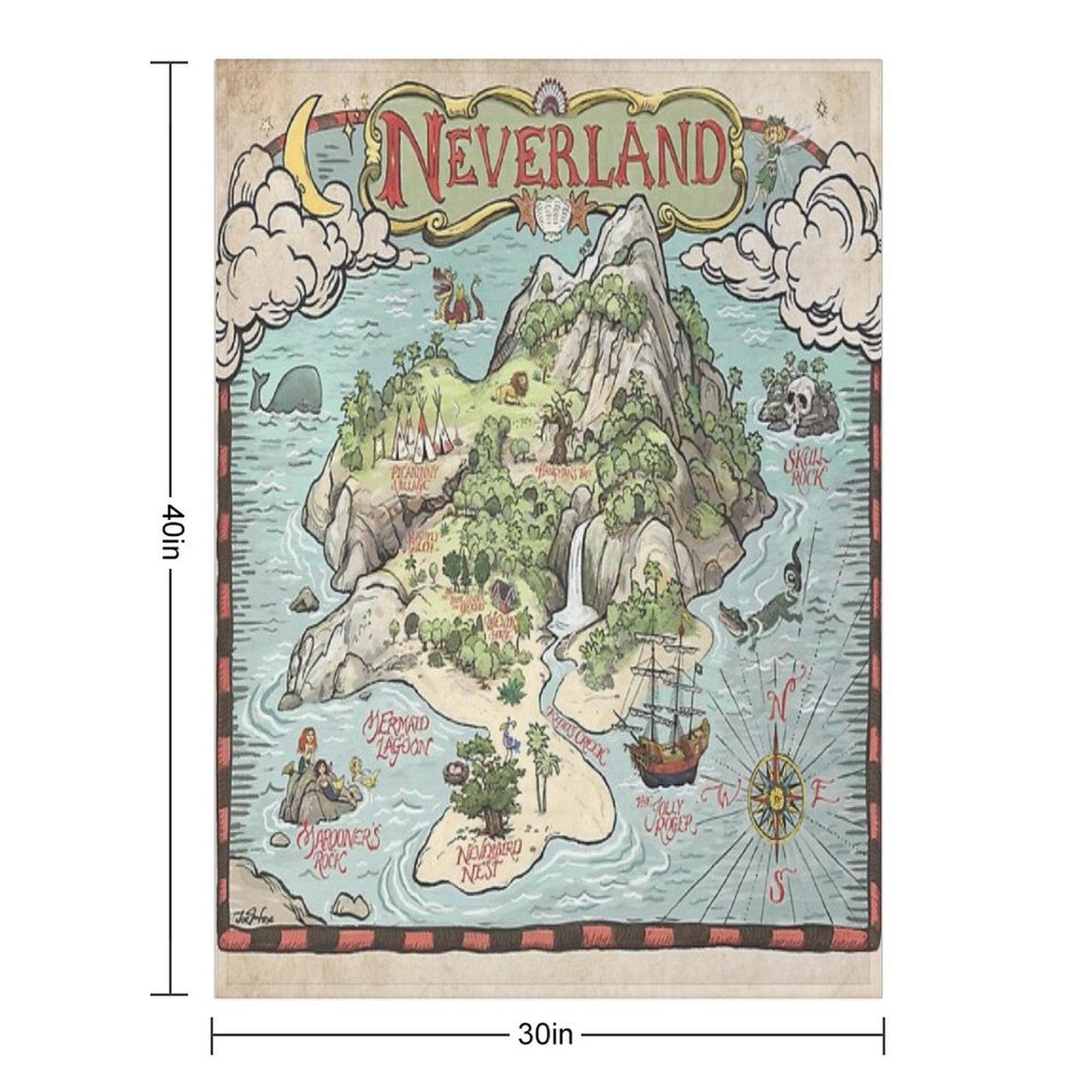 Neverland Map Throw Blanket