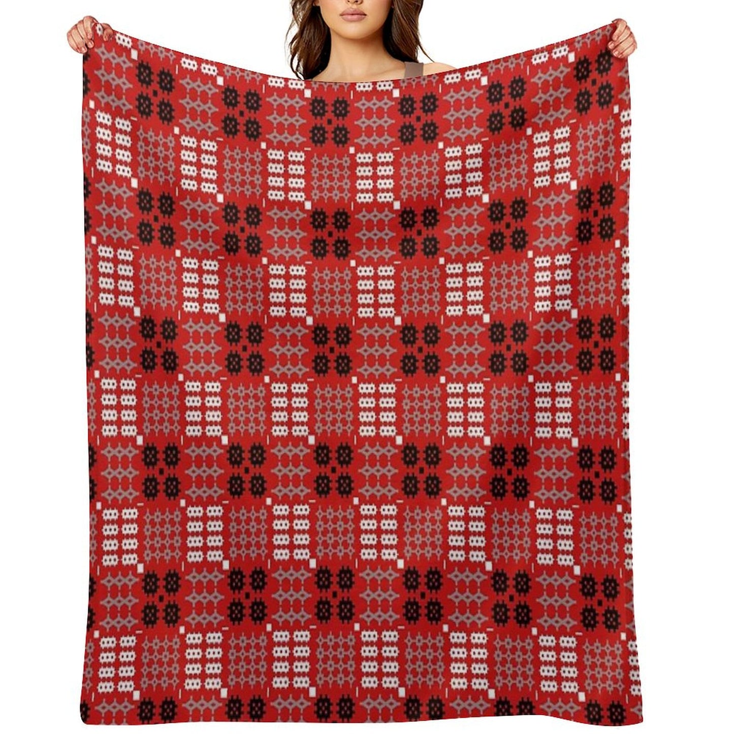 Welsh Design, Carthen Cymraeg, Cymreig (red) (Printed Image - Not Real Tapestry) Throw Blanket