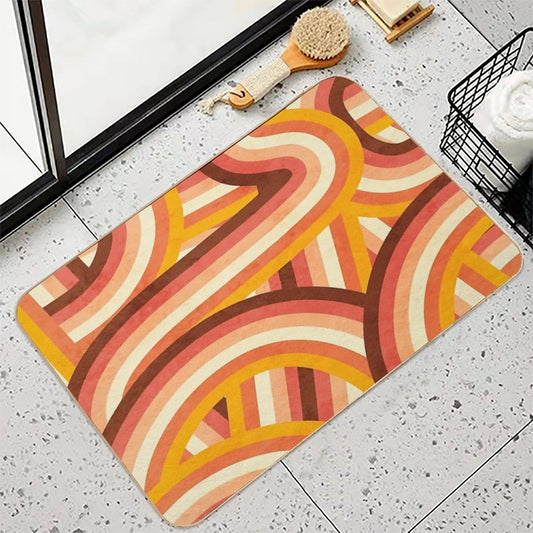 Vintage Orange 70's Style Rainbow Stripes Bath Mat