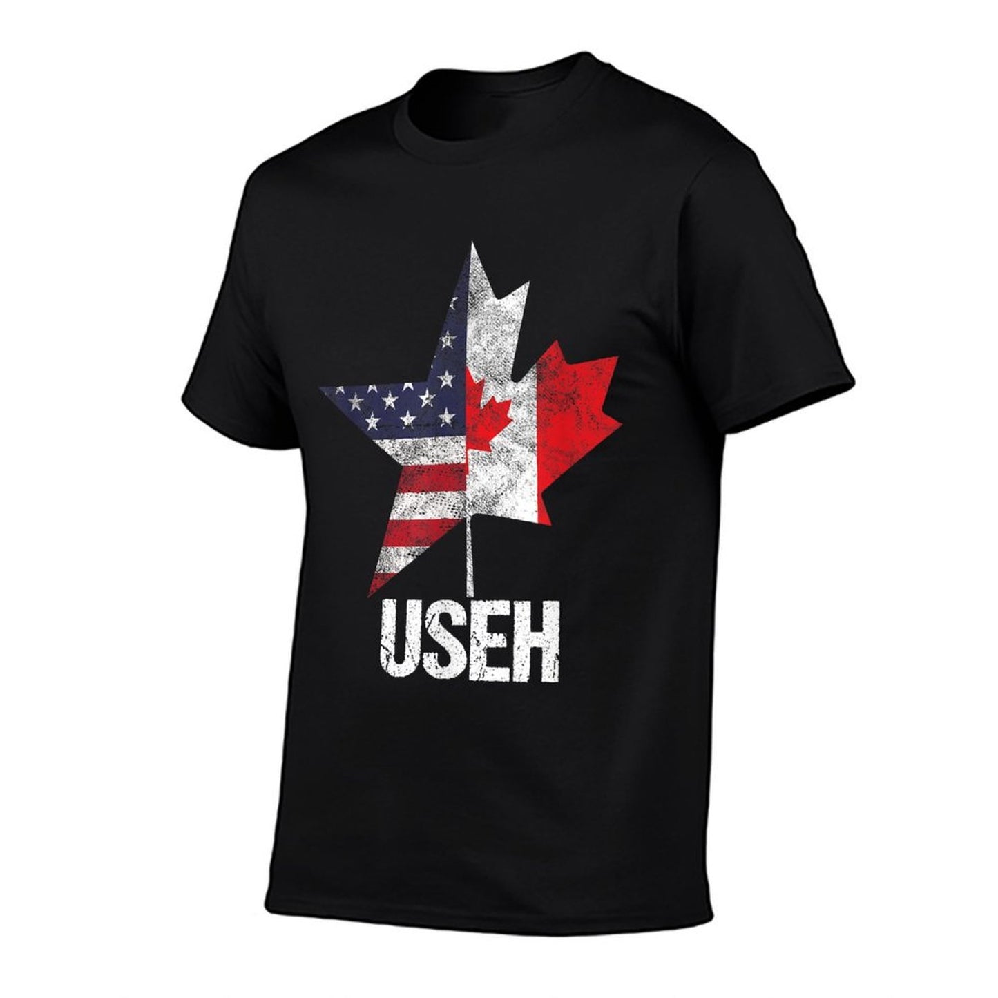 Half Canadian American USEH Canada USA Flag United States T-Shirt