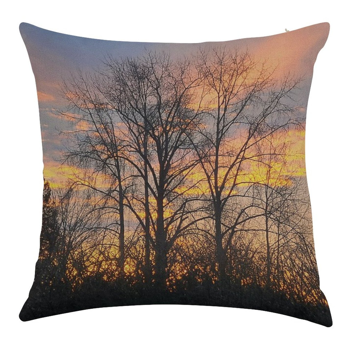 Autumn Ember Silhouette Linen Throw Pillow Cover
