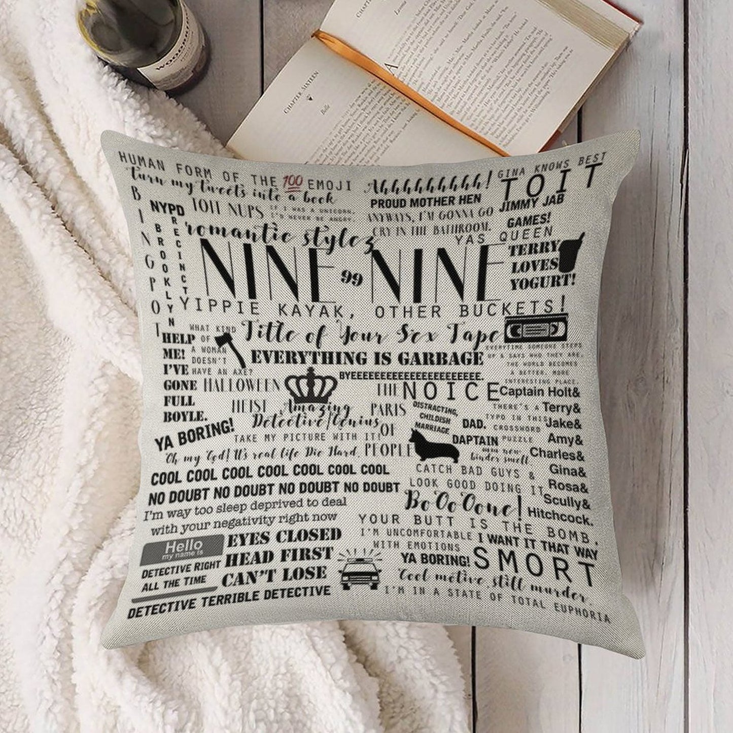Brooklyn Nine Nine Memorable Quotes Linen Throw Pillow Cover