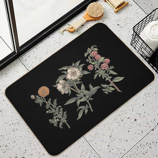 Vintage Flower Chart Easy Maintenance Bath Mat