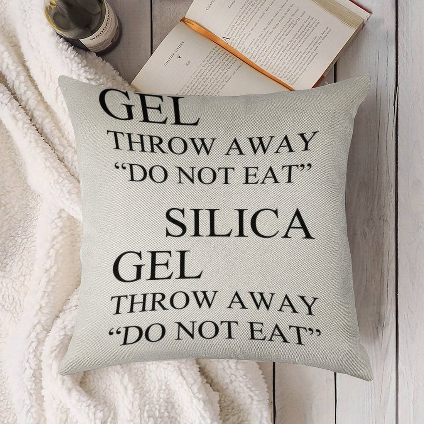 Silica Gel Package Linen Throw Pillow Cover
