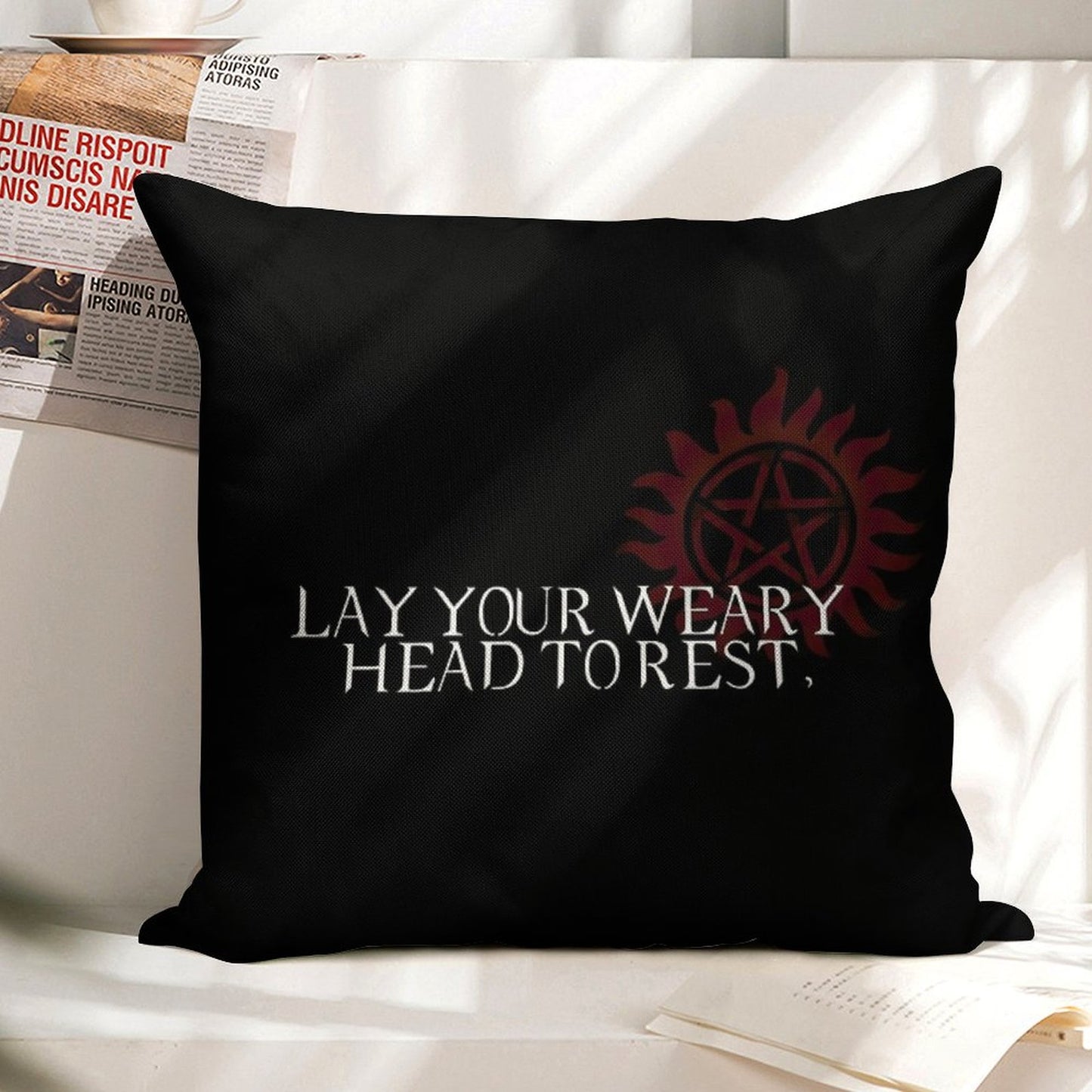 Lay Your Weary Head to Rest Linen Throw Pillow Cover
