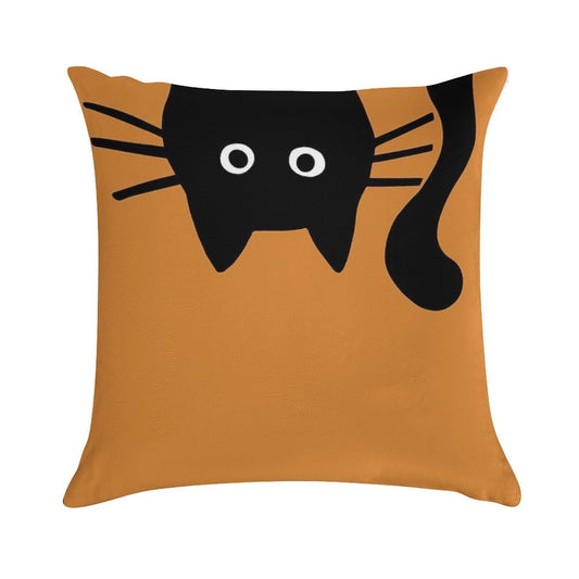 Funny Black Cat Soft Shrink-Resistant Throw Pillow