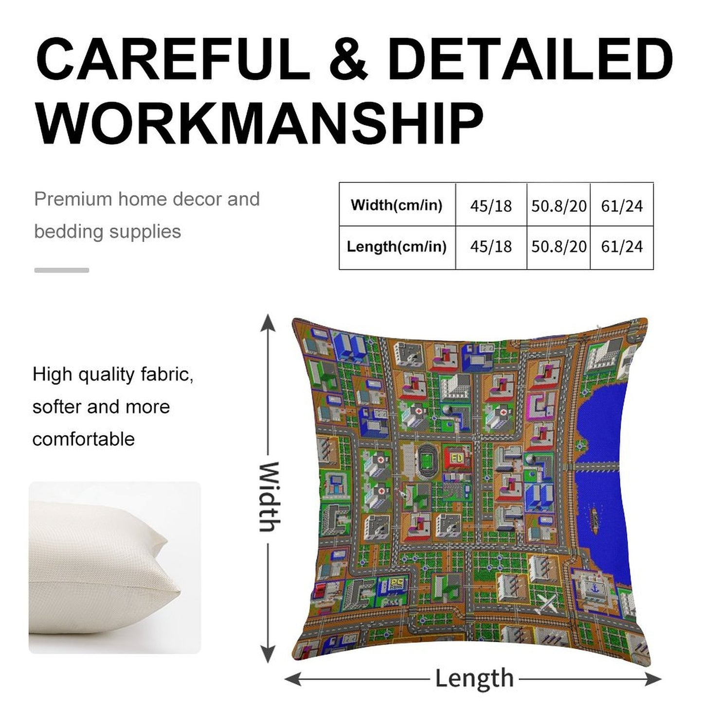 SimCity 1 No Logo Sim City Zoom - HD Linen Throw Pillow Cover