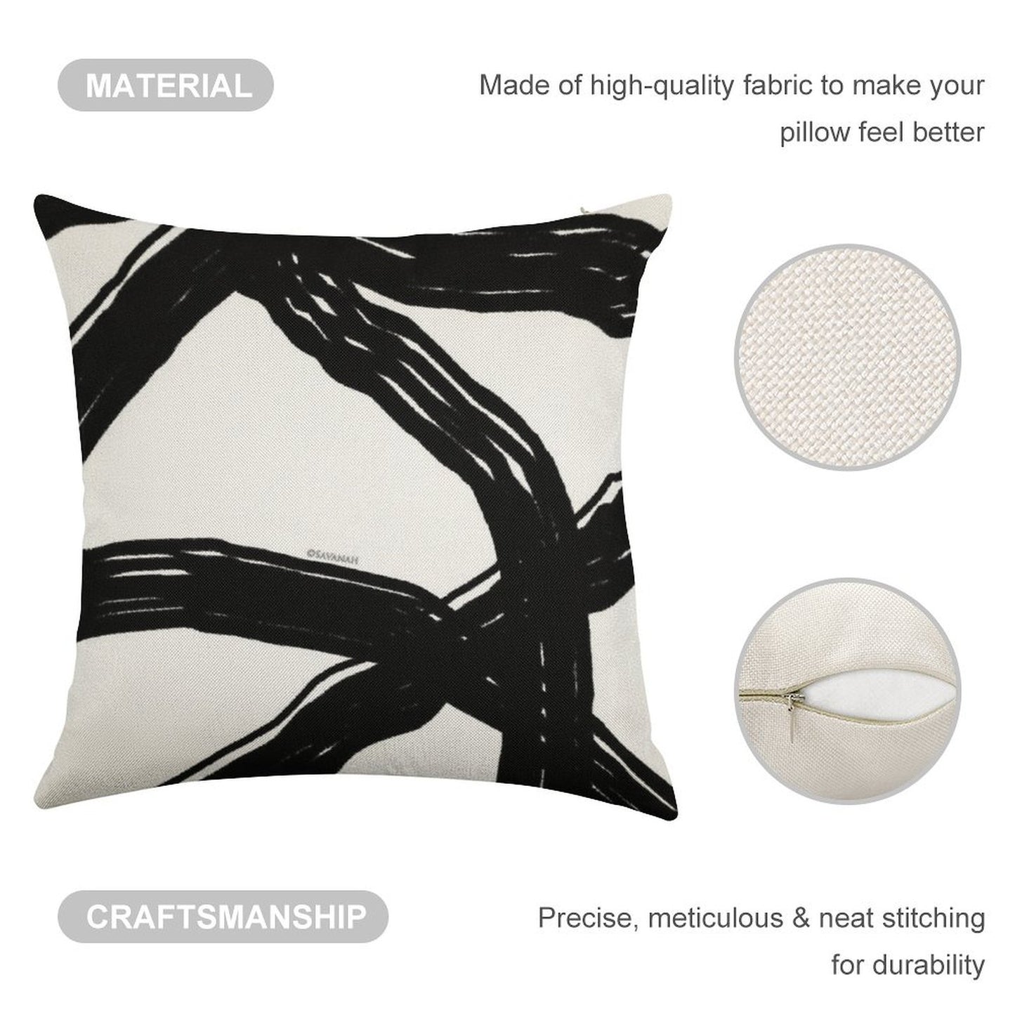 Black And White Linen Throw Pillow Cover