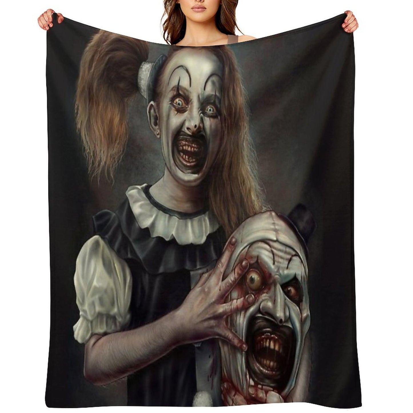 Terrifier 2- The Little Pale Girl Throw Blanket