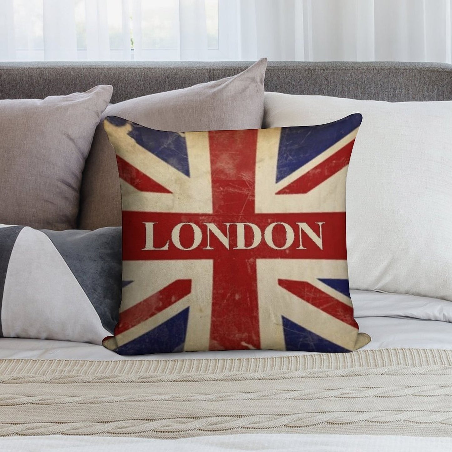 London - Union Jack - I Love London Soft Anti-Pilling Throw Pillow