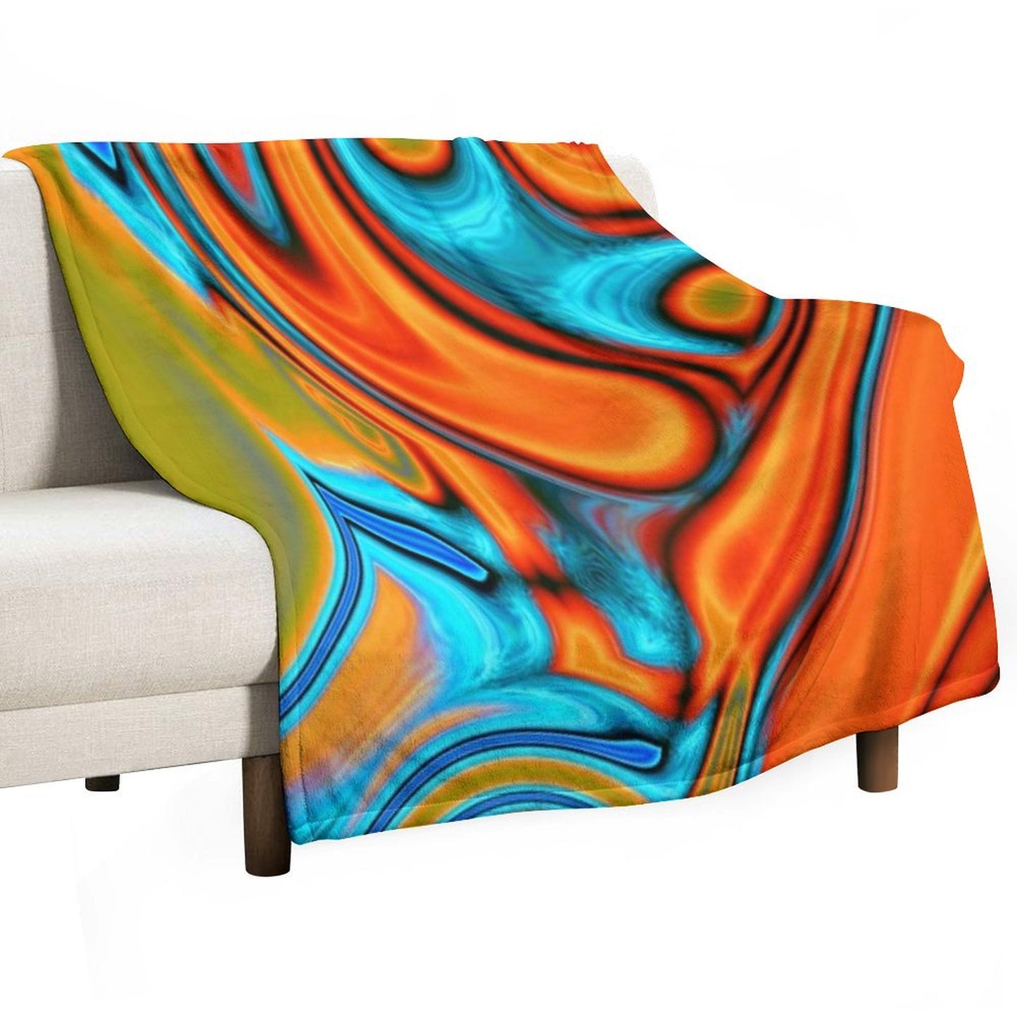 Vivid Modern Southwest Hipster Turquoise Orange Swirls Throw Blanket