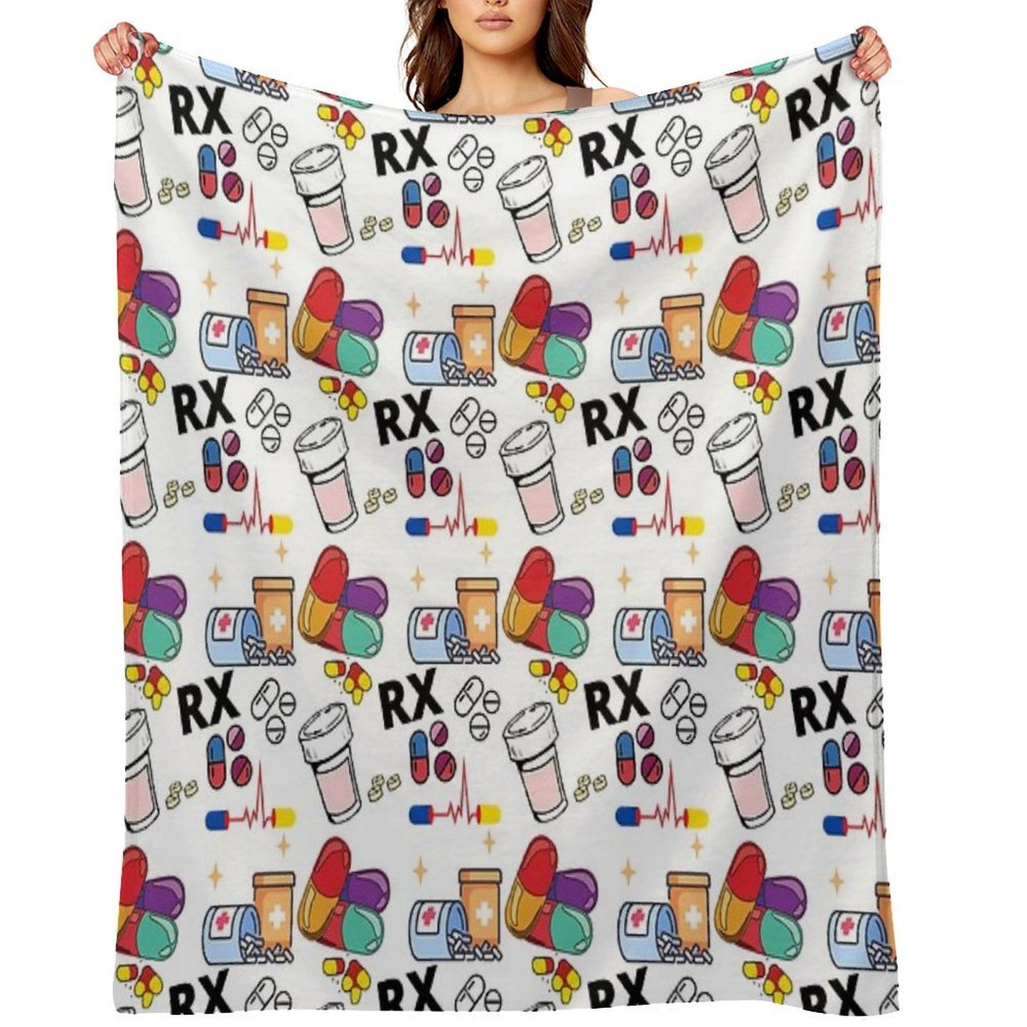 Pharmacy Pattern Pills RX Throw Blanket