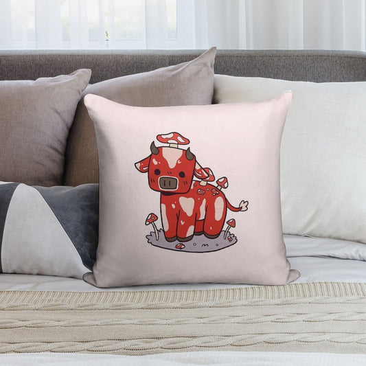 Little Mooshroom Soft Hidden Zipper Throw Pillow