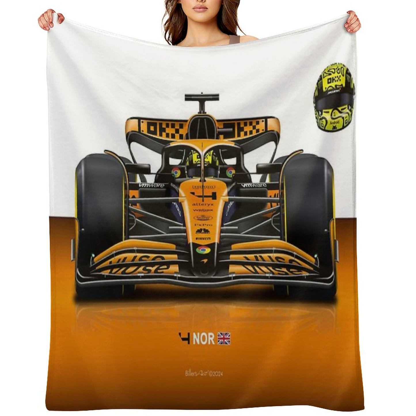 Many Lando Norris Items 2024 Formula 1 McLaren Racing Car Throw Blanket