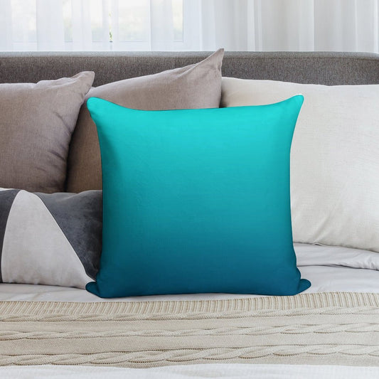 Preppy Summer Beach Teal Blue Turquoise Ombre Soft Easy Maintenance Throw Pillow