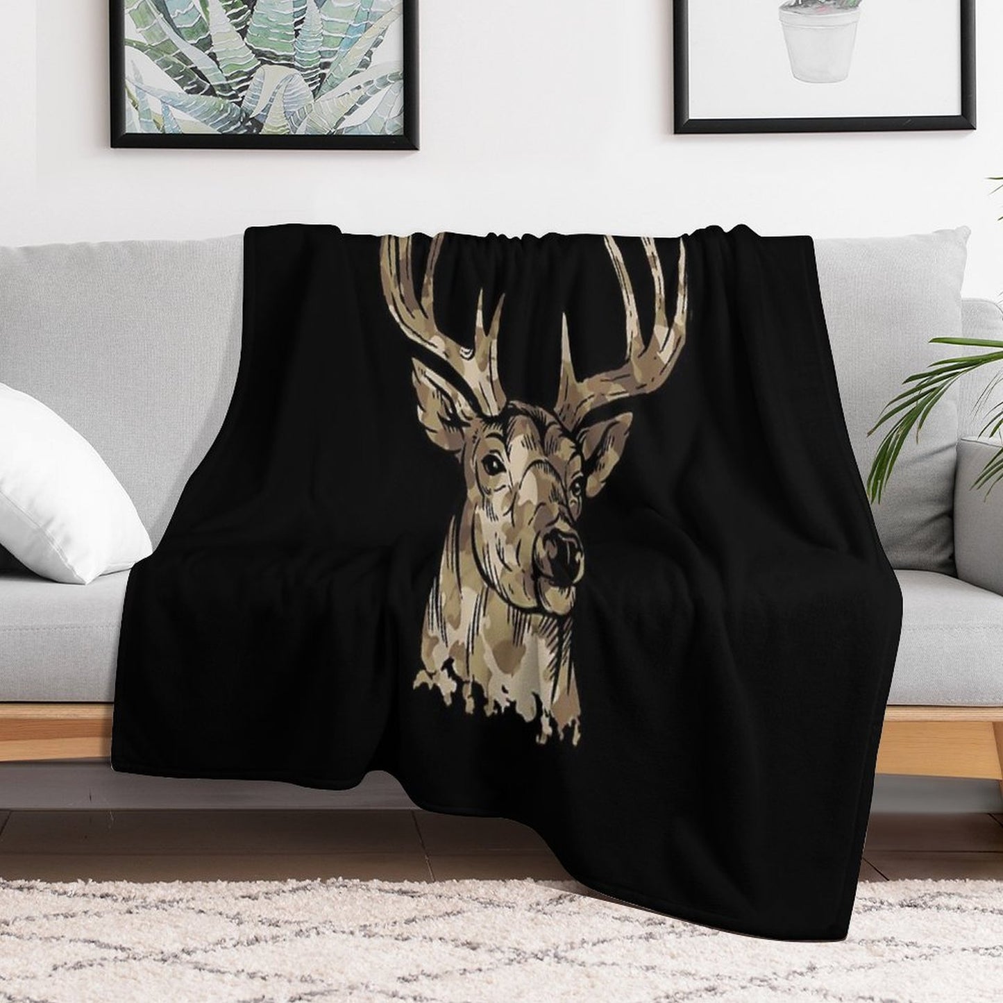 Deer Gear for Hunters - Camo Whitetail Buck Product Throw Blanket
