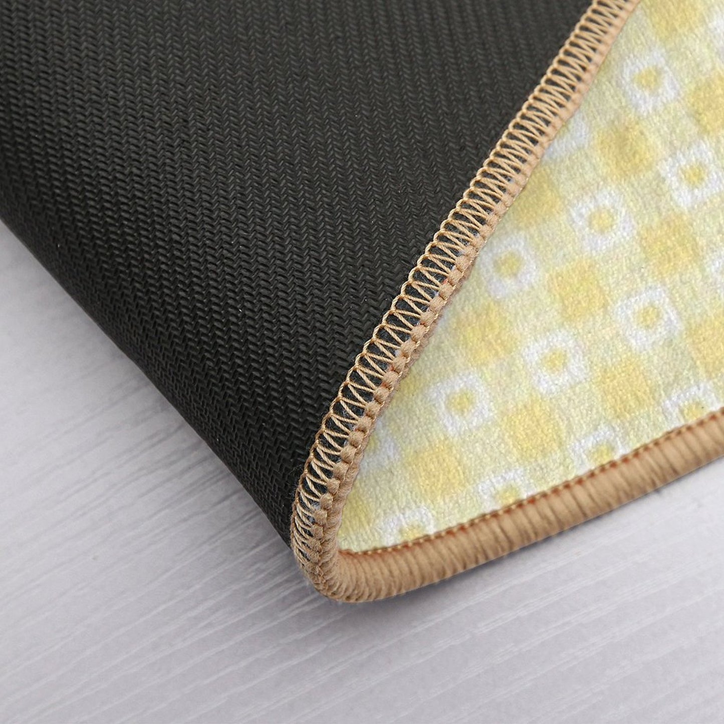 Yellow Heart Gingham Checkered Pattern Non-Slip Bath Mat