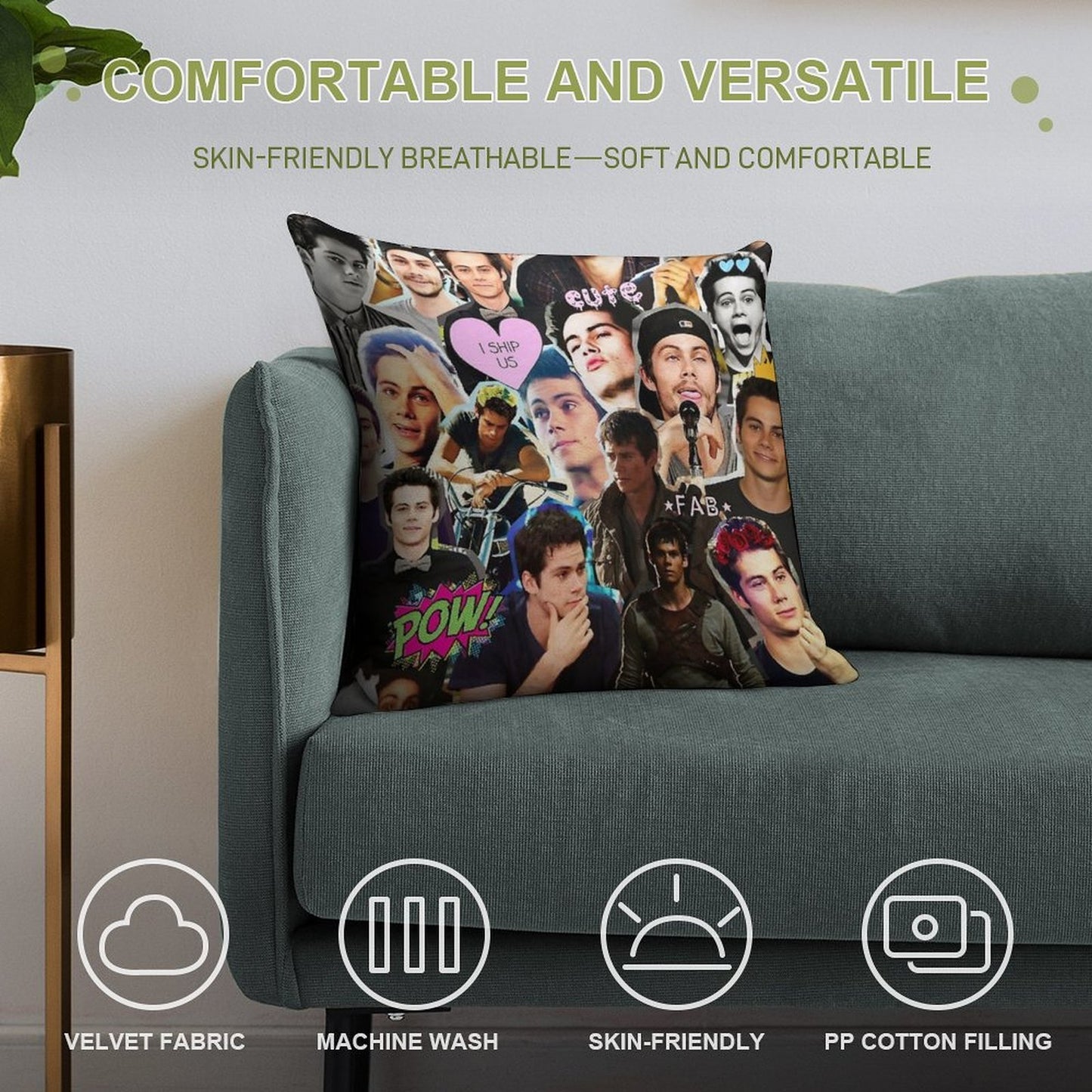 Dylan O'Brien Collage Soft Skin-Friendly Throw Pillow