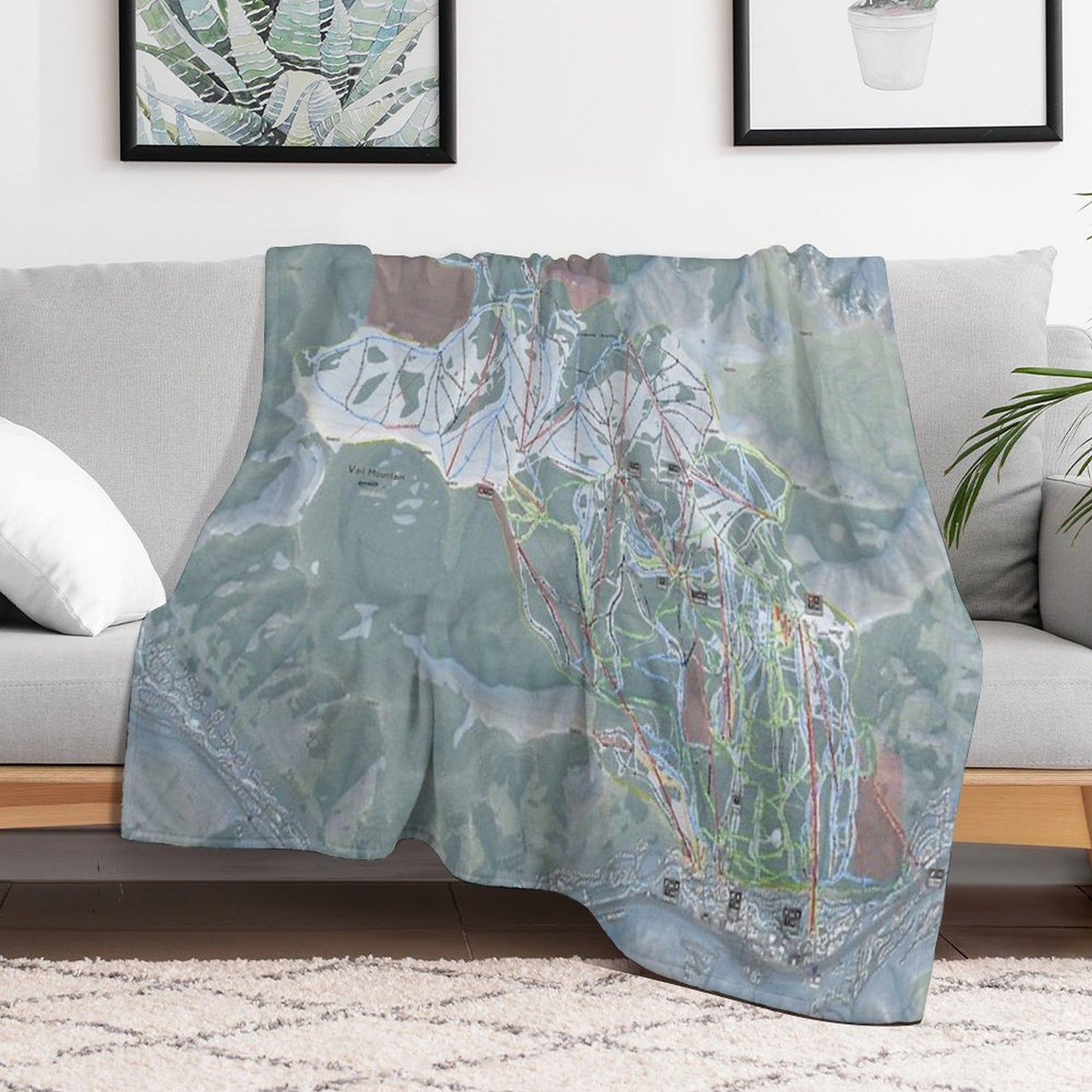 Vail Resort Trail Map Throw Blanket