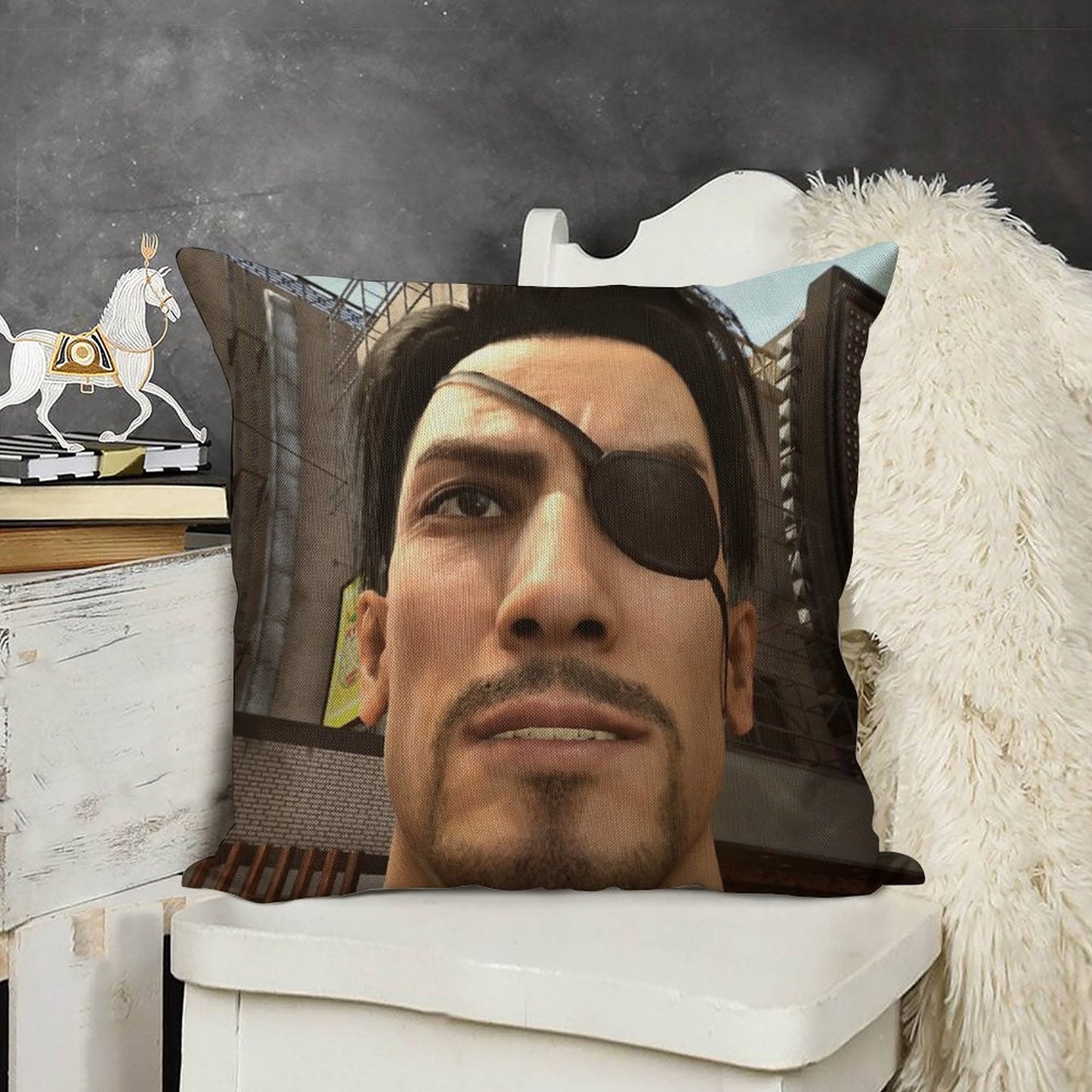 Goro Majima Linen Throw Pillow Cover