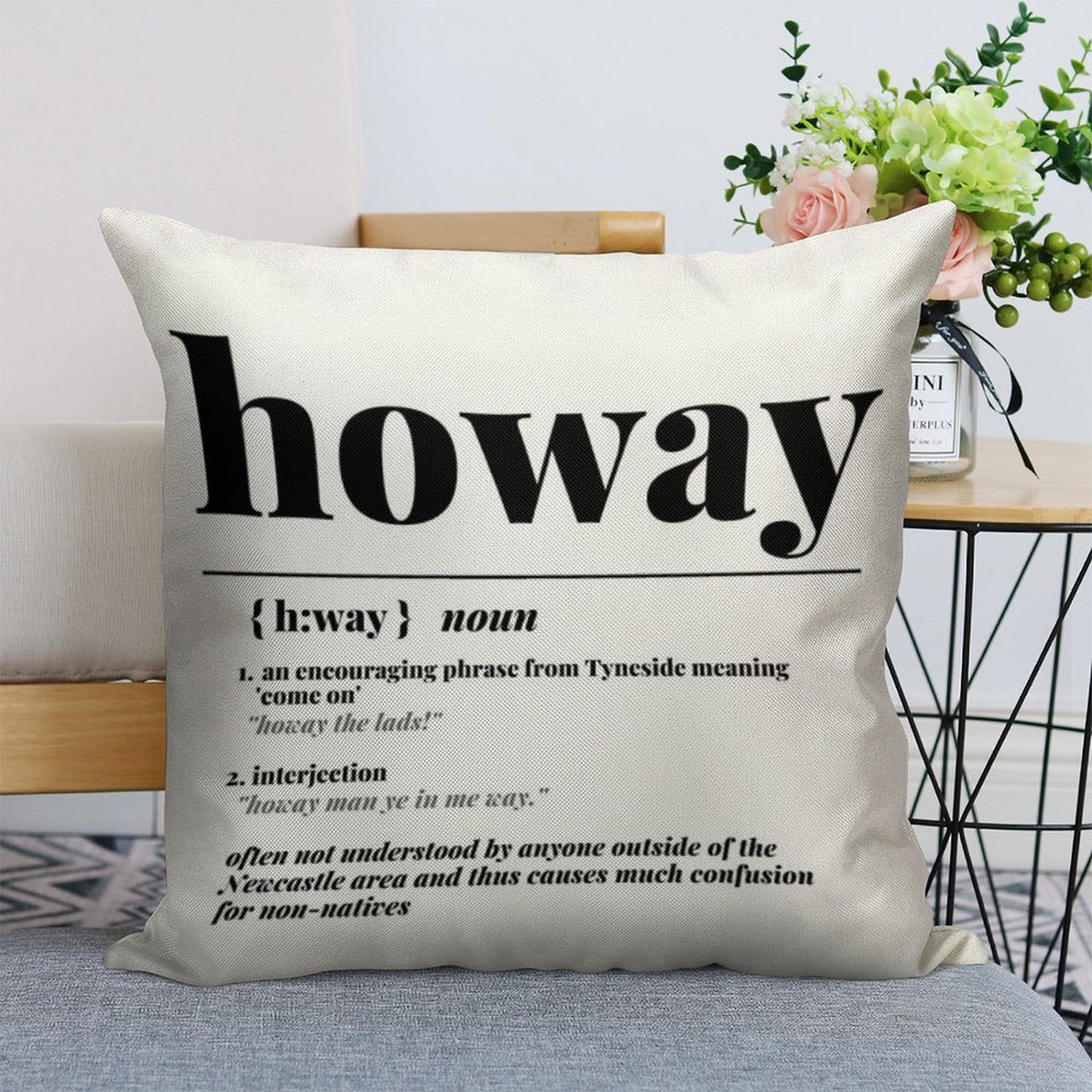 Howay Newcastle City Definition Print Linen Throw Pillow Cover