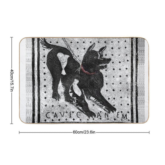 Cave Canem - Beware of Dog - Pompeii Latin Mosaic Bath Mat