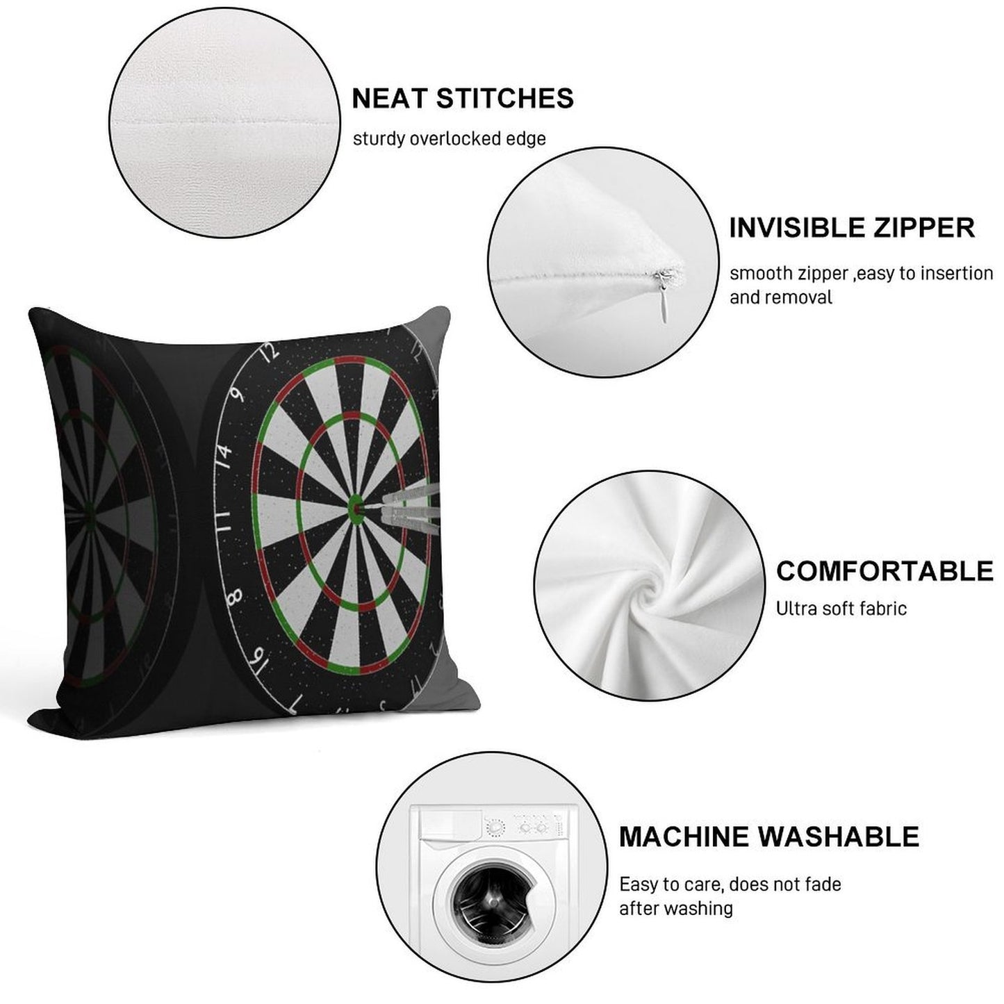 Dart Soft Fade-Resistant Throw Pillow
