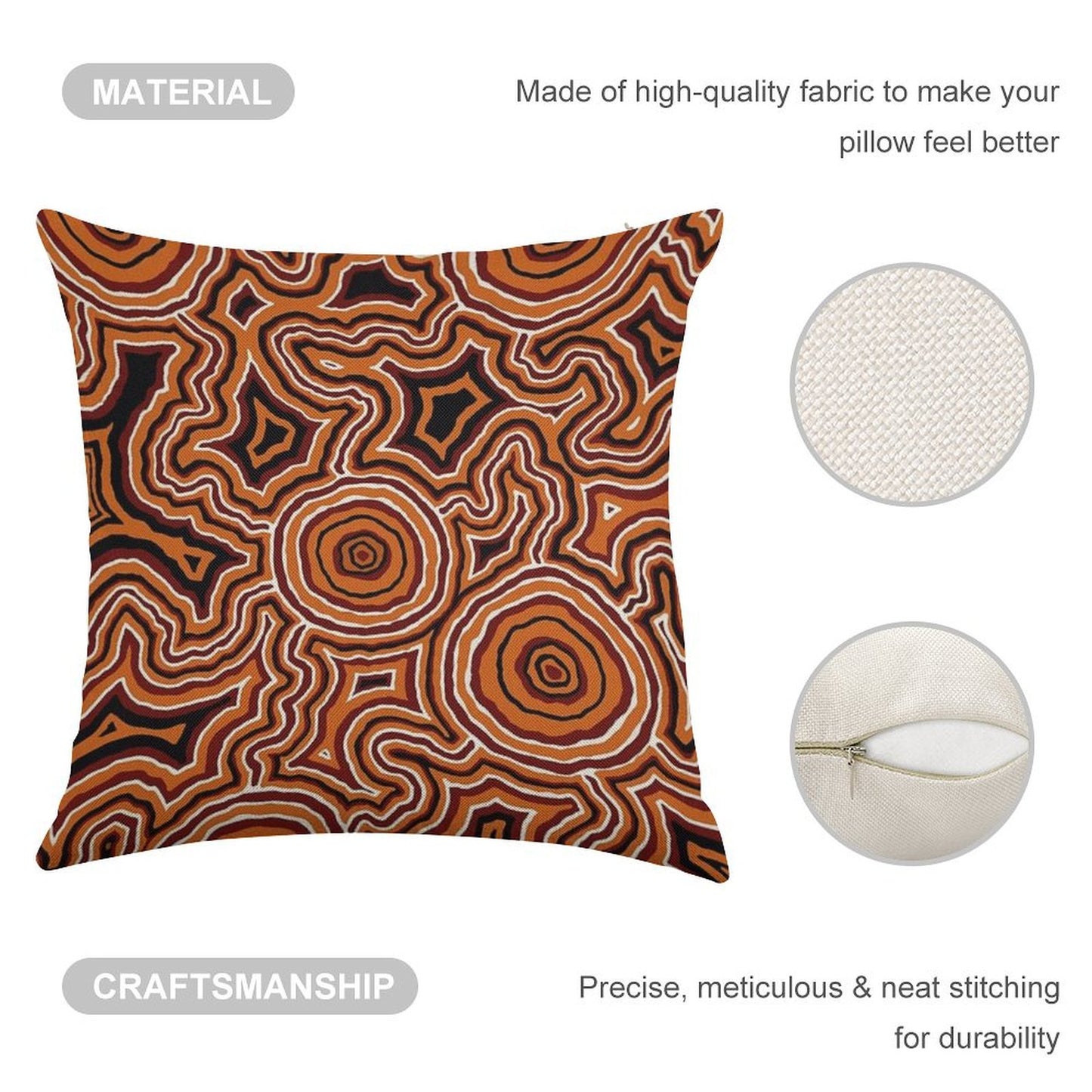 Authentic Aboriginal Art - Pathways - Authentic Design Linen Throw Pillow Cover