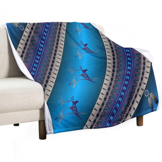 Elk Spirit (Blue) Throw Blanket