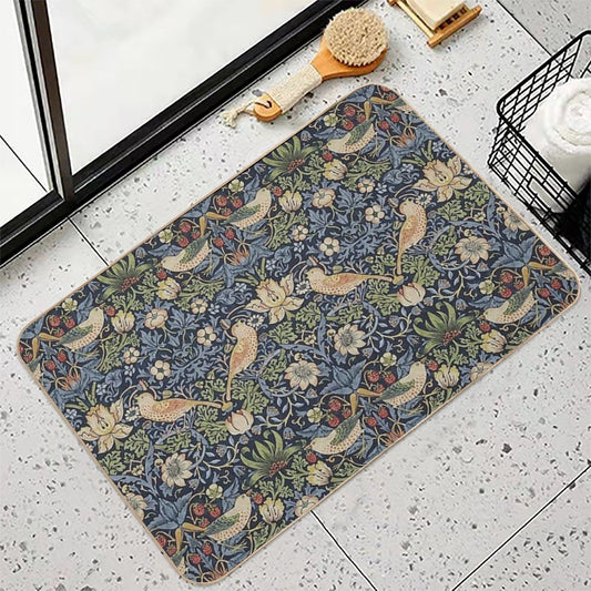 William Morris Strawberry Thief Pattern Bath Mat