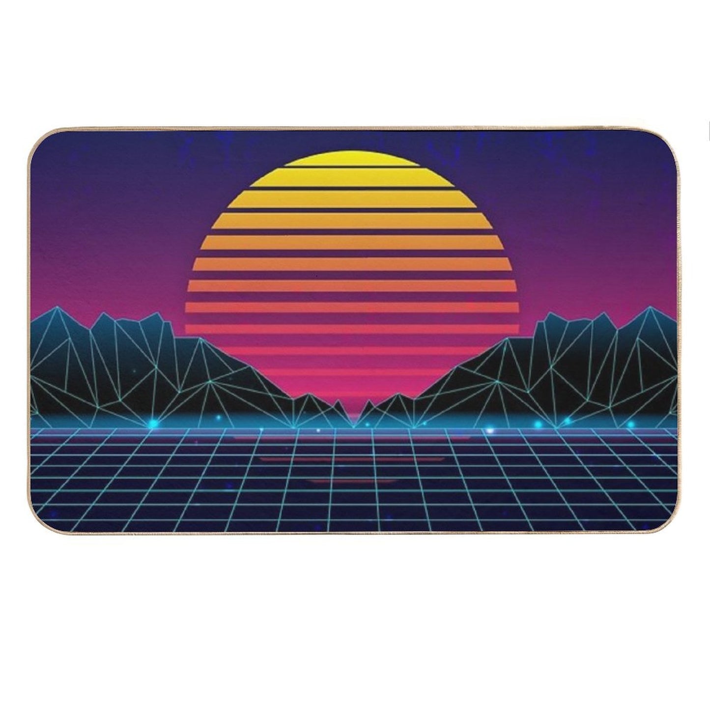 Future Synthwave Aesthetics Bath Mat