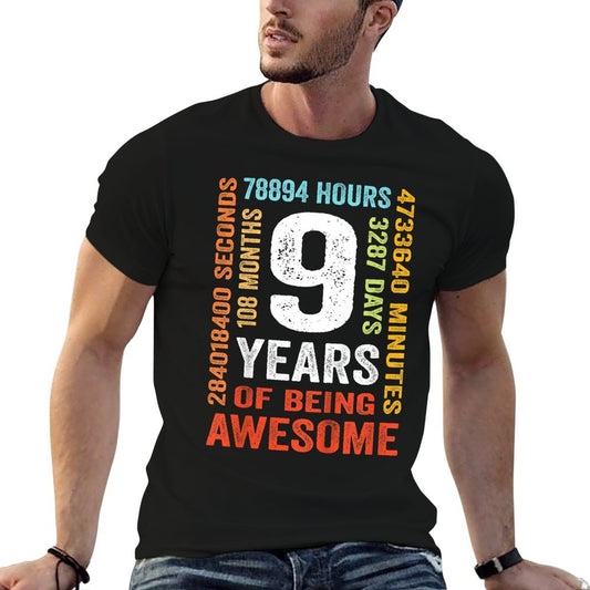 9th Birthday 9 Years Old Vintage Retro 108 Months T-Shirt